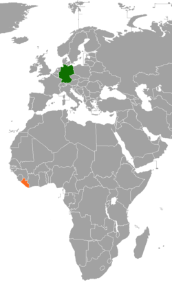 Map indicating locations of Germany and Liberia