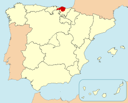 Ligging van Vizcaya / Bizkaia in Spanje