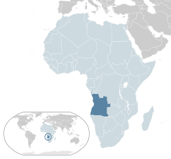 موقعیت  آنگولا  (آبی تیره) در اتحادیه آفریقا  (آبی روشن)