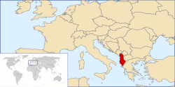 Geografisk plassering av Albania
