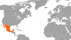 Map indicating locations of Luxembourg and Mexico