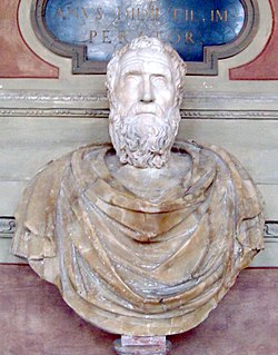 White bust of a bearded man
