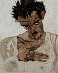 Egon Schiele, självporträtt, 1912