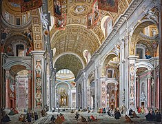 L’intérieur de la basilique St Pierre de Rome par Giampaolo Pannini