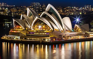 Sydney Opera House at night.