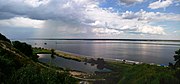 Панорама на Киевское водохранилище, Вышгородскую набережную и маяк