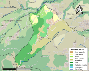 Carte en couleurs présentant l'occupation des sols.