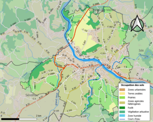 Carte en couleurs présentant l'occupation des sols.