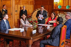 Kiro appointing Kieran McAnulty as a member of the Executive Council at Government House, Wellington, 14 June 2022