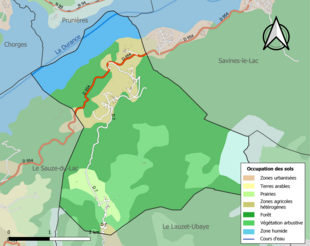 Carte en couleurs présentant l'occupation des sols.