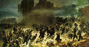 Taistelu Porta Pian portilla. Carlo Ademollon maalaus vuodelta 1880.
