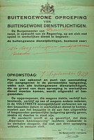 Nederland 1939-1940 Buitengewone oproeping