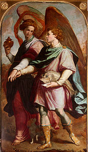 "Tobias and Angel" by Santi di Tito (1575)