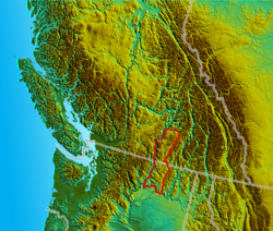 Location map of the Okanagan Highland