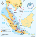 Jangkauan terluas Kemaharajaan Sriwijaya sekitar abad ke-8 Masehi