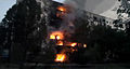 A burning block of flats in Shakhtarsk, August 3, 2014
