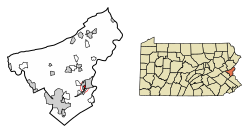 Location of West Easton in Northampton County, Pennsylvania (left) and of Northampton County in Pennsylvania (right)