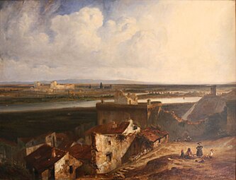 Vue générale d'Avignon et de Villeneuve-les-Avignon, prise de l'intérieur du fort Saint-André (1834) Avignon, musée Calvet.