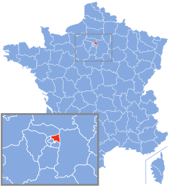 Localizacion de Sèina e Sant Danís en França