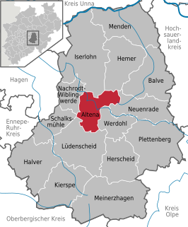 Kaart van Altena (Westfalen)