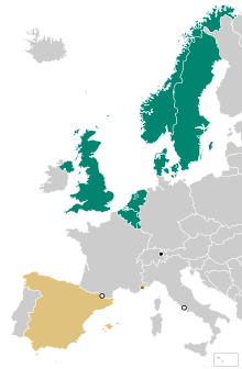 Political Map of Europe with Monarchical states colour-coded