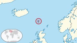 Местоположба на Фарските Острови (заокружени) во Северна Европа