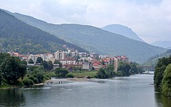 Река Дрина в град Фоча, през 2008 г.