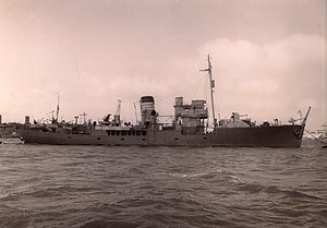 HMS Delphinium (K77) in port in the Mediterranean 1943-1945