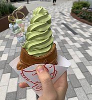 Taiyaki filled with matcha ice cream
