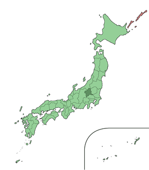 Poloha prefektury Gunma na mapě Japonska