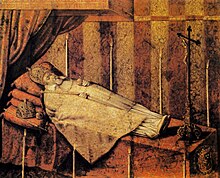Layon Sigismund diletakkan di atas jenazah, dikelilingi oleh lilin dan pakaian diraja