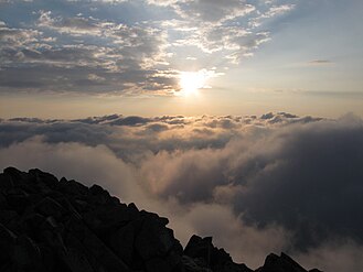 Sunset view from the Retezat Peak.