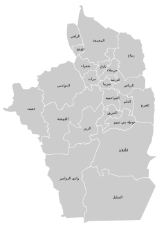 صورة لخريطة محافظة الحريق والمحافظات الأخرى في منطقة الرياض