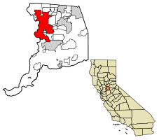 Location of Sacramento in Sacramento County, California