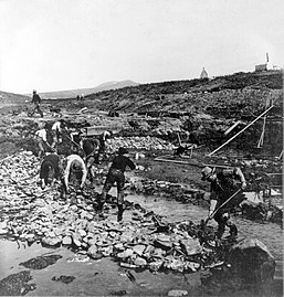 Gold miners along Anvil Creek, 1902