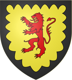 Attributed arms according to Michel Pastoureau:[3] D'or au lion de gueules, à la bordure engrêlées de sable
