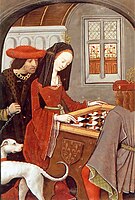 Робине Тестар. Нравоучительная книга о шахматах любви. Карл Ангулемский и Луиза Савойская играют в шахматы, 1496—1498