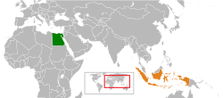 Map indicating locations of Egypt and Indonesia