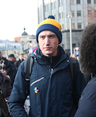 Константин Котов на бессрочном протесте в Москве, 2018 год
