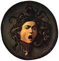 Kop van Medusa door Caravaggio, 1592-1600. Uffizi, Florence