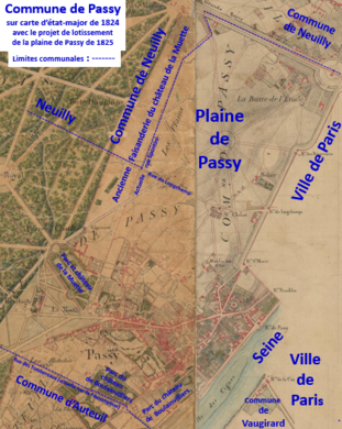 Passy en 1824 avec les limites communales.