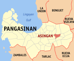 Mapa ning Pangasinan ampong Asingan ilage