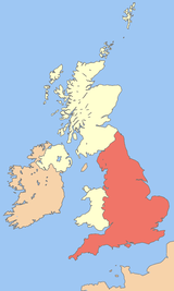 Τοποθεσία της Αγγλίας, εντός του Ηνωμένου Βασιλείου.
