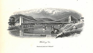 Built between 1849 and 1851, the Wheeling Suspension Bridge was the first bridge across the river.