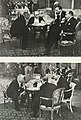 Benito Mussolini, Heinrich Brüning, Dino Grandi und Julius Curtius, 1931 im Hotel Excelsior, Rom
