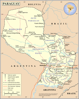 Kaart van Paraguay