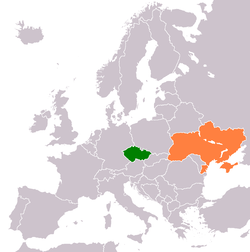 Map indicating locations of Czech Republic and Ukraine