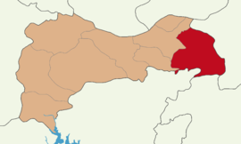 Map showing Tercan District in Erzincan Province