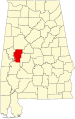 State map highlighting Hale County