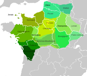 Mapa rozšíření oïlských jazyků a jejich názvy